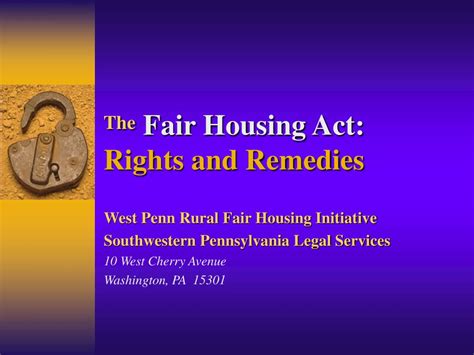 Ppt The Fair Housing Act Rights And Remedies Powerpoint Presentation Id1209085