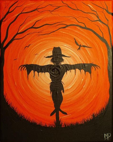 They provide a focal point that's pleasing to the eye. Scarecrow by Michael Prosper | Halloween canvas paintings ...