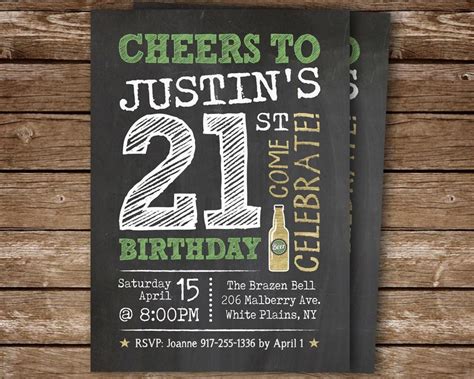 21st Party Invite 21st Birthday Invitation Printable