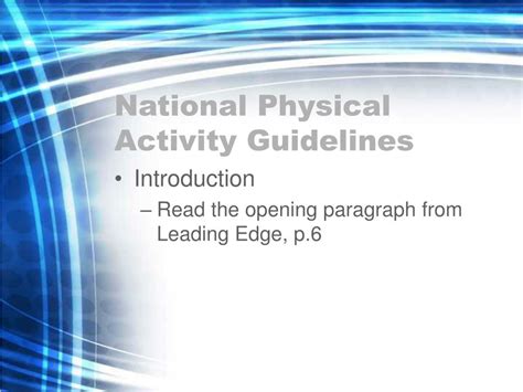 Ppt National Physical Activity Guidelines Powerpoint Presentation