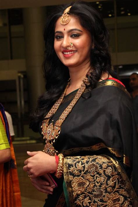 Anushka Shetty Stills In Black Saree At Fashion Show Tollywood Cast