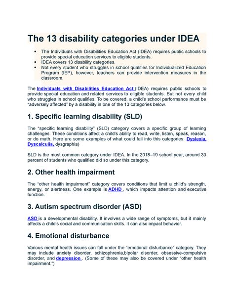 13 Categories Of Disbilities The 13 Disability Categories Under Idea
