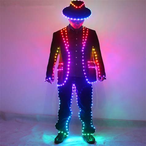 colorful led suit for dance performace led stage clothes luminous glowing suits rgb remote