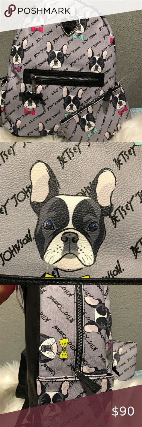 Betsey Johnson Large Grey French Bulldog Backpack French Bulldog