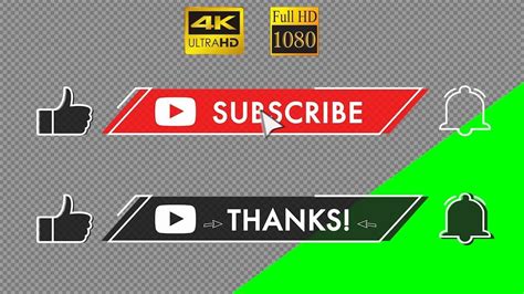 Subscribe Like Bell Button Mouse Click With Sound Green Screen