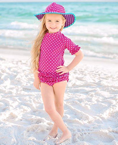 Rufflebutts® Girls Rash Guard 2 Piece Swimsuit Set Berry Polka Dot