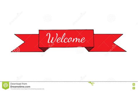 Red Ribbon With Welcome Text Stock Vector Illustration Of Throughout