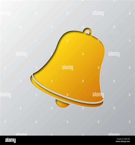 Paper Art Of The Yellow Bell Symbol Isolated Vector Illustration Bell