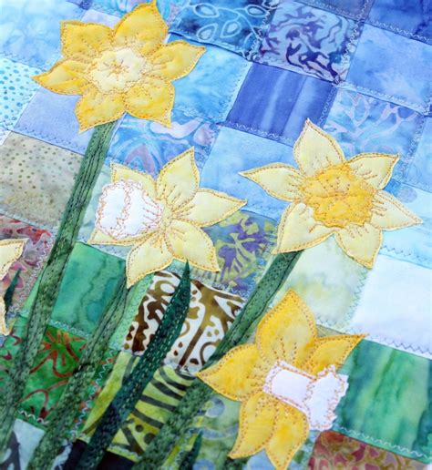 Batik Daffodil Quilted Wall Hanging Art Quilt Pattern Or Etsy