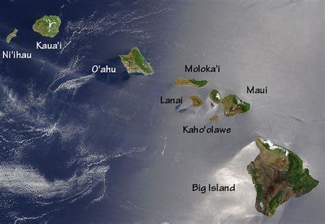 This narrated tour brings you to some of the best viewing. Hawaiian Islands Aerial Satellite Photograph - Living in ...