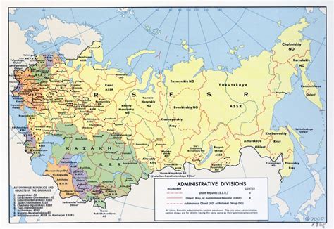 Large Scale Administrative Divisions Map Of The USSR 1968 U S S R