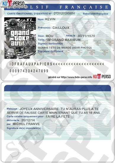 Ces cartes d'identité citoyennes ou cartes d'identité électroniques intègrent un microprocesseur pour une vérification des documents plus fiable, mais également pour l'authentification en ligne et la signature. Creer votre fausse carte d'identite humoristique ...