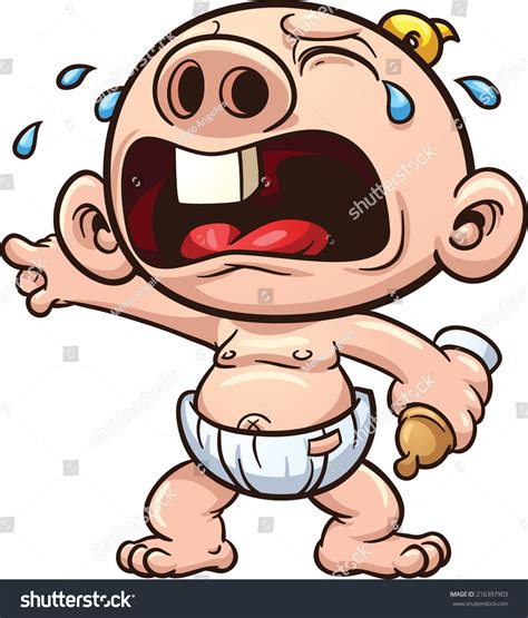 Cartoon Baby Crying Vector Clip Art Vetor Stock Livre De Direitos