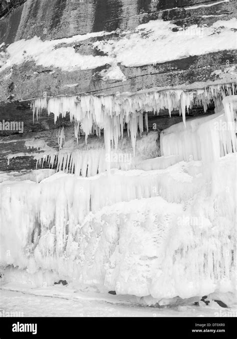 Black And White Photograph Detail Of The Apostle Island Ice Caves