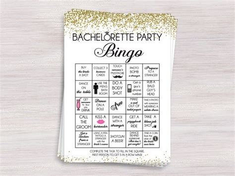 Bachelorette Bingo Game Bachelorette Party Games Hen Party Etsy