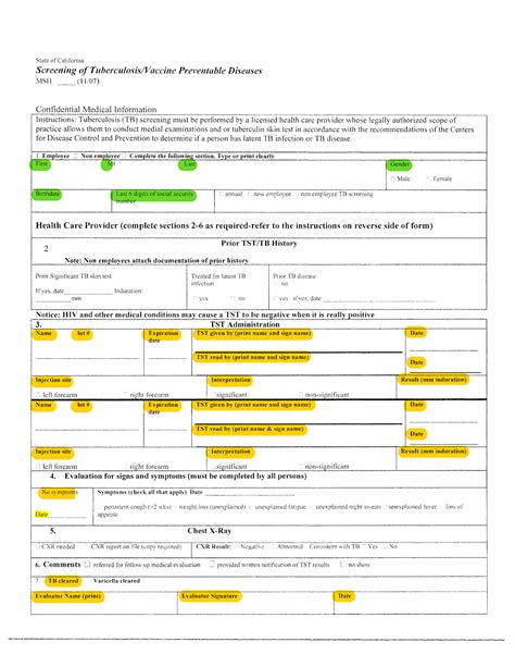 2Step PPD TB Form - PPD form - State of California Screening of