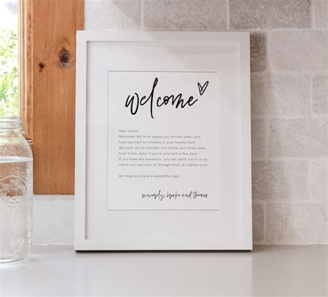 Welcome Note Template Airbnb Welcome Note Welcome To Our Etsy Australia