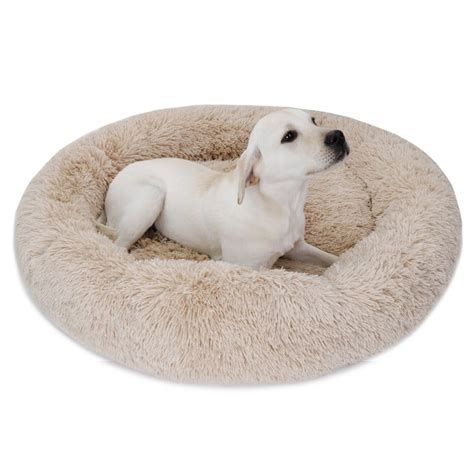 36 Calming Ultra Soft Shag Faux Fur Dog Bed Comfortable Donut Cuddler