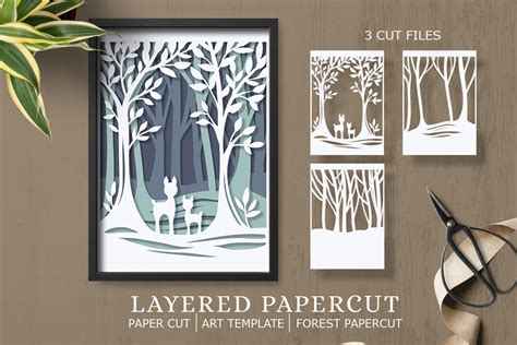 Layered papercut| paper cut| Forest papercut