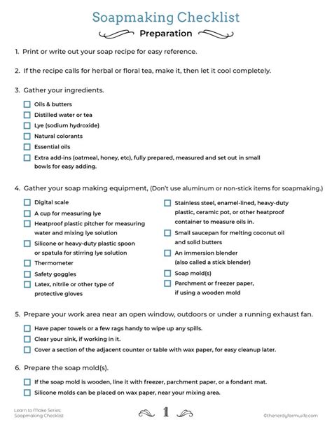 Soap Making 101 How To Make Soap Printable Checklist
