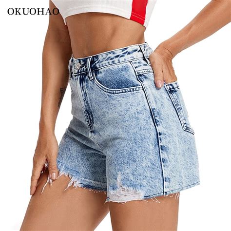 Womens Denim Shorts Jeans Basic Summer Baggy High Waist Etsy
