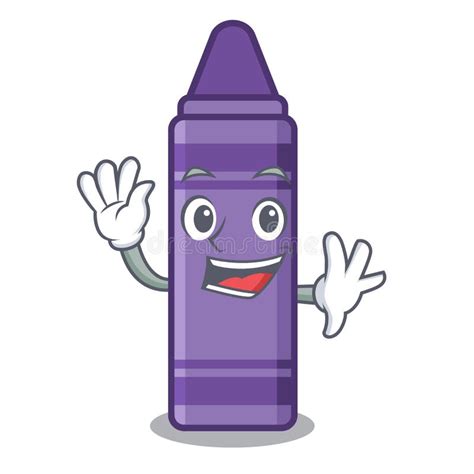 Waving Purple Crayon In The Cartoon Shape Stock Vector Illustration