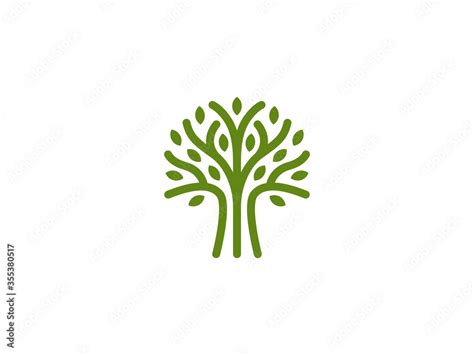 Monogram Tree Logo Vector Template Simple Minimalist Tree Icon Line