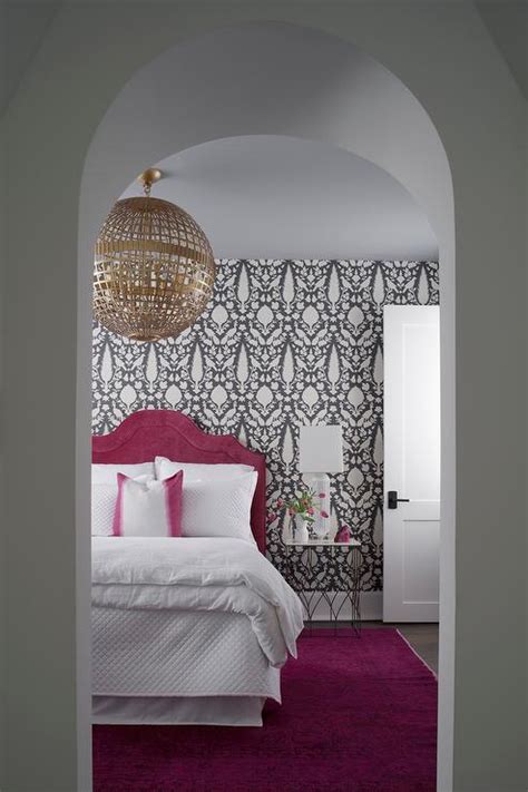 Hot Pink Grasscloth Wallpaper Eclectic Bedroom The Cross Decor