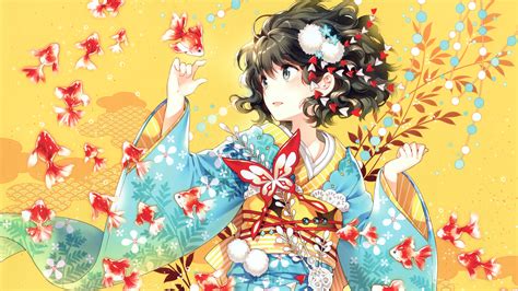 Lady latte (brunette) canvas wall art by rongrong devoe. Kimono Anime Girl 4K Wallpapers | HD Wallpapers | ID #18627
