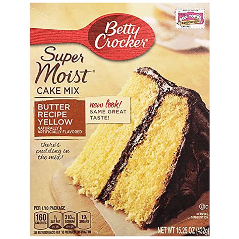 1 recipe homemade yellow cake mix + 3/4 cup water + 1 teaspoons vanilla + 1/2 cup butter, softened + 3 eggs. Betty Crocker Super Moist Cake Mix, Butter Recipe Yellow ...