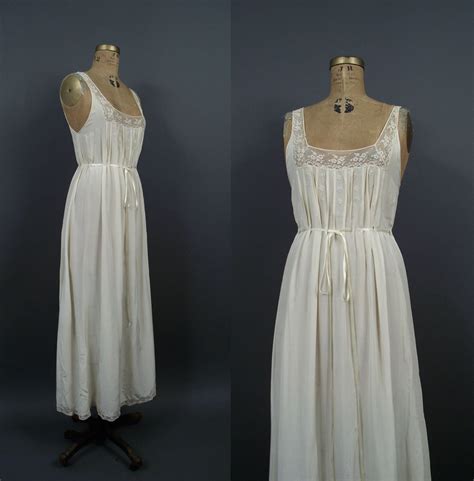 1940s silk nightgown 40s cream embroidered by femalehysteria