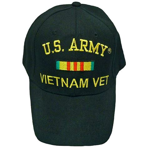 Army Vietnam Vet Baseball Cap Black Military Veteran Hat