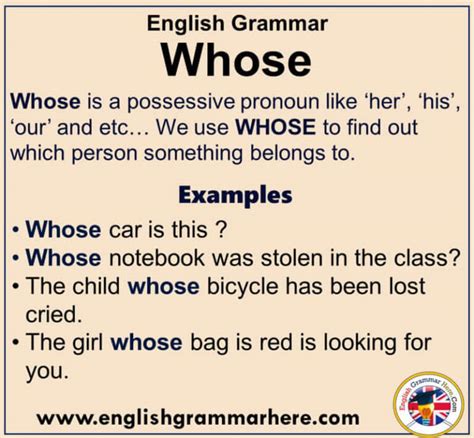 English Grammar Using Whose Definiton And Example Sentences
