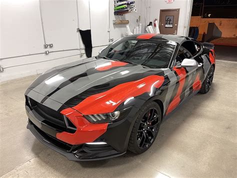 Mustang Satin Black Car Wrap Las Vegas 702carwraps