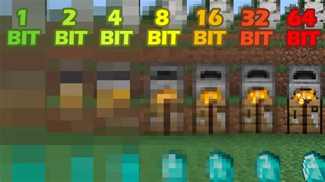 Minecraft 1bit Vs 2 Bit Vs 4 Bit Vs 8 Bit Vs 16bit Vs 32 Bit 64 Bit