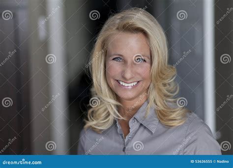 Beautiful Blond Woman Smiling At The Camera Stock Image Image Of