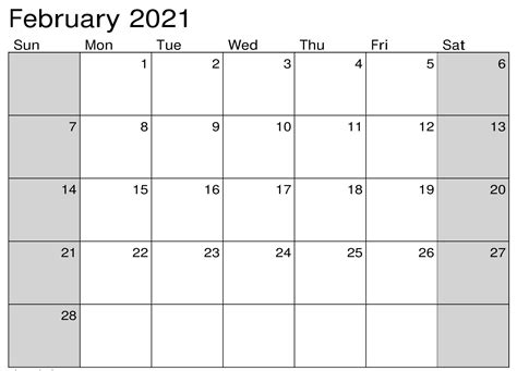 Calendar February 2021 Printable Pdf Holidays Template One Platform