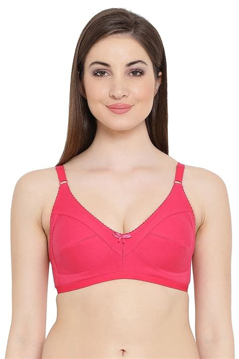 Buy Non Padded Non Wired Full Coverage Plus Size Bra In Pink Cotton