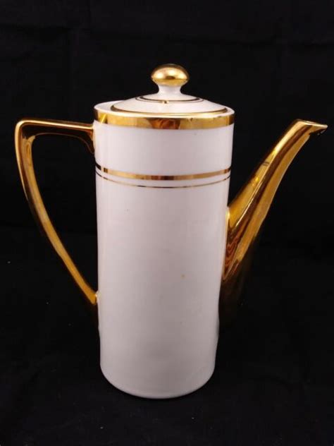 Empire Porcelain White And Gold Coffee Pot 2045 Ebay