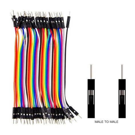 dupont jumper cables 40 pièces male male 20cm wire bridges for breadboard otronic