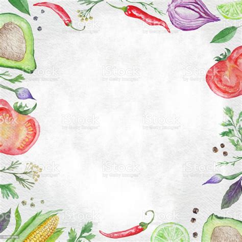 Bingkai Makanan Vegetarian Ilustrasi Stok Unduh Gambar Sekarang