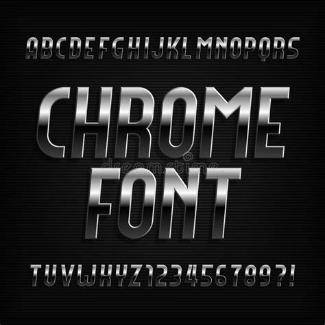 Chrome Alphabet Font Metallic Effect Oblique Letters Stock Vector