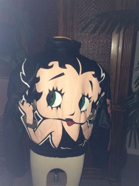 Rare Betty Boop Real Black Leather Boomer Jacket Collectable Ebay
