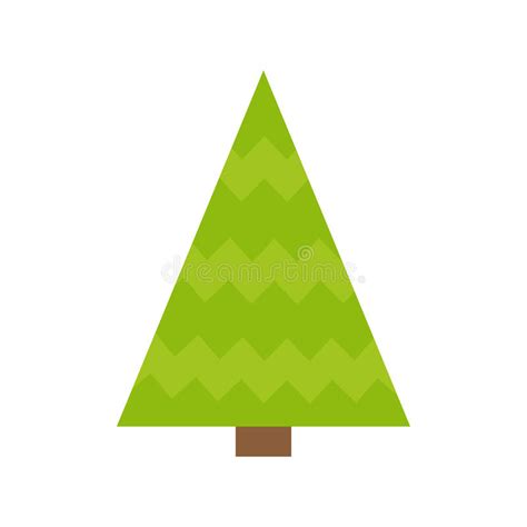 Fir Tree Icon Green Triangle Simple Shape Form Christmas Tree White