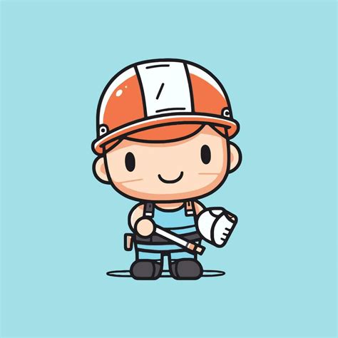Cute Kawaii Engineer Labor Chibi Mascot Vector Cartoon Style 23374503