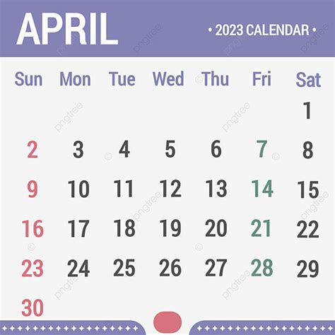 Calendar April 2023 Png Image April 2023 Calendar Purple And Red