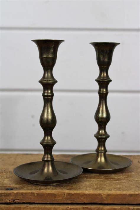 Set Of 2 Vintage Brass Candlestick Holders Matching Etsy Vintage