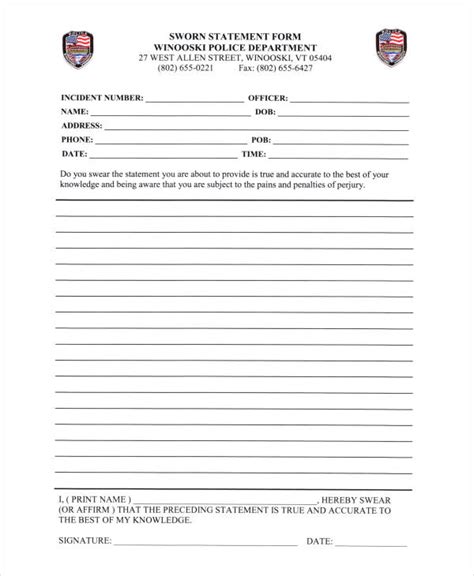 Printable Sworn Statement Form Printable Forms Free Online