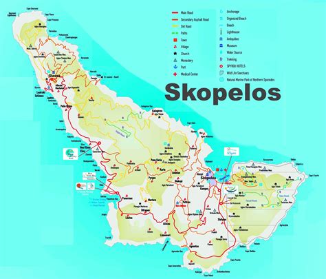 Die griechische postkartenidylle aus weißgekalkten häusern, kirchen mit blauen kuppeldächern, windmühlen und einem sonnenuntergang vor der. Skopelos-Grekland karta - Skopelos karta grekiska öarna ...