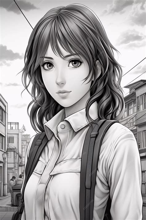 Premium AI Image | Anime Girl Coloring Page Unleash Your Creativity